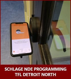 TFL Detroit North security specialist programs a Schlage NDE smart lock